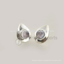 925 Sterling Silver Stud Earrings Jewelry, Handmade Gemstone Bezel Stud Earrings Jewelry Supplier